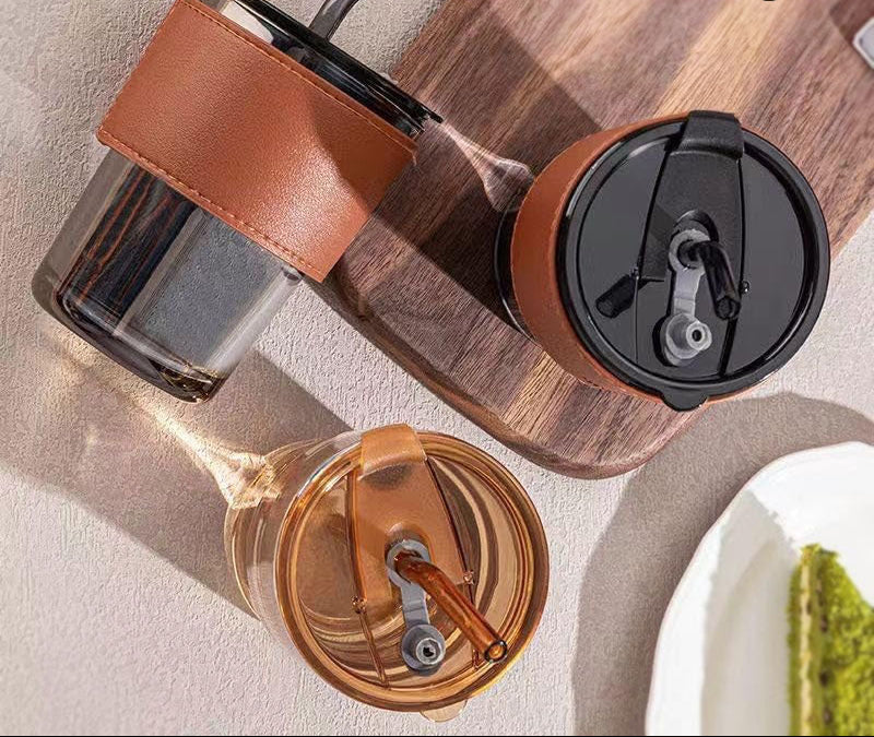 Glass Coffee Mug with Straw