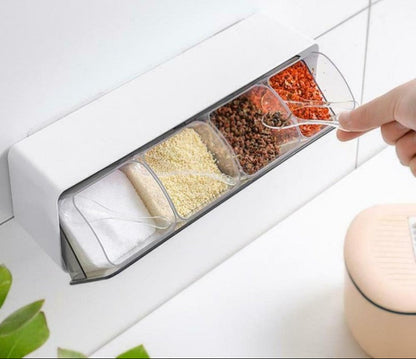 Four Grid Seasoning Box Wall Mounted