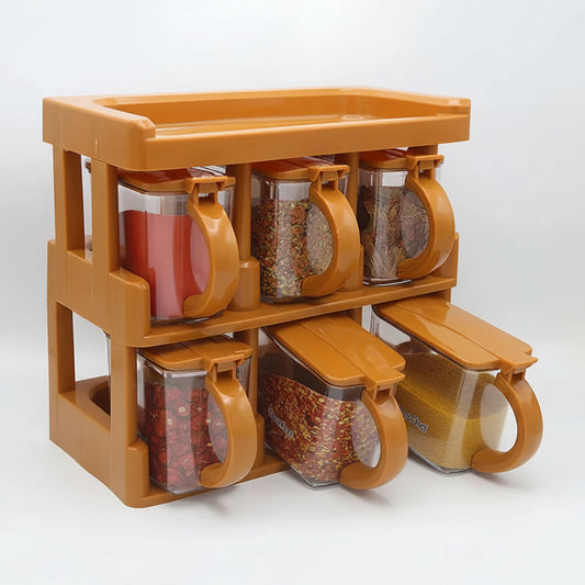 Master Chef Spice Rack With 6 Jars Set