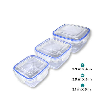Food Container Airtight 3Piece Set Multi Size Storage