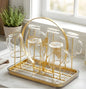 Stainless Steel Golden Glass Stand Elegant Serving & Display Holder