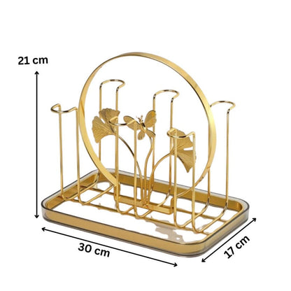 Stainless Steel Golden Glass Stand Elegant Serving & Display Holder