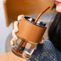 Glass Coffee Mug with Straw