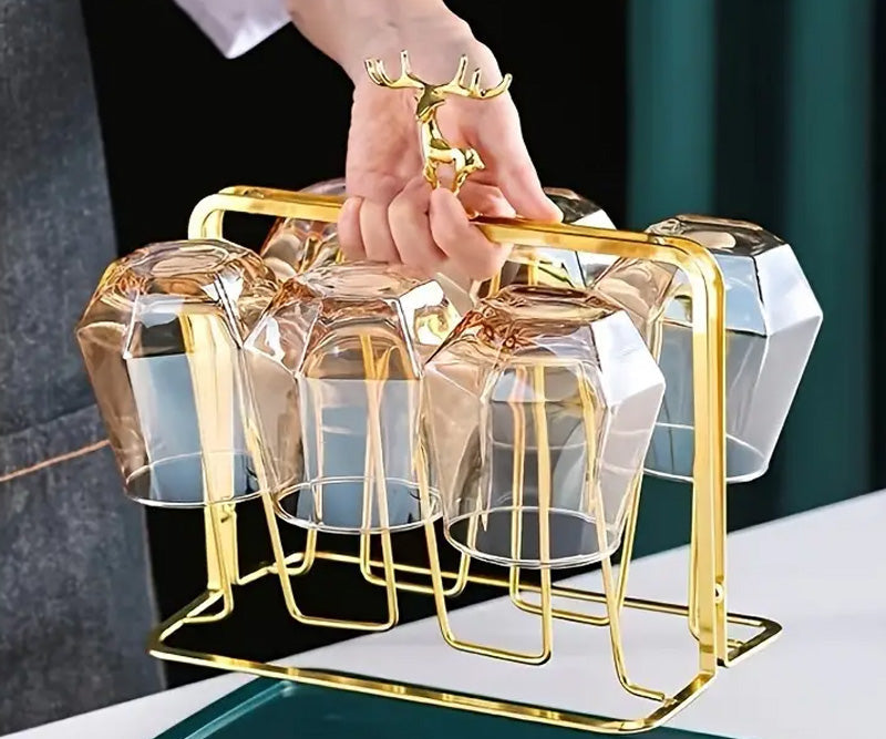 Golden Glass Stand With Drain Tray