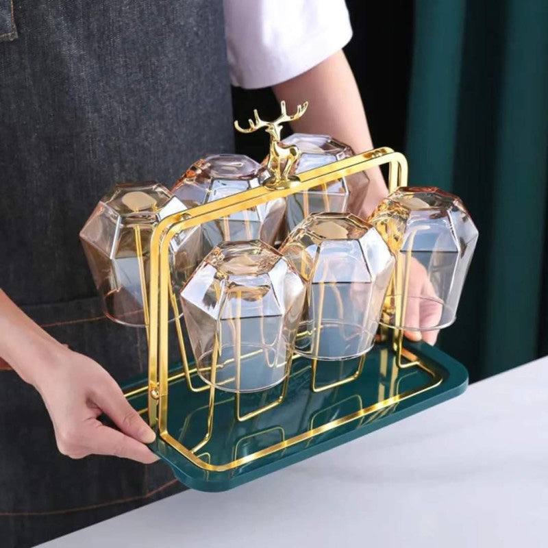 Golden Glass Stand With Drain Tray