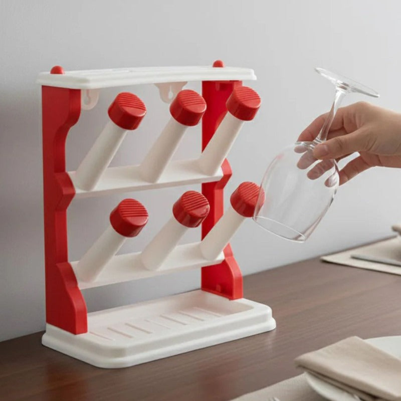 Glass Stand 6 Glass Rack for Kitchen & Countertop, Wall or Tabletop Use